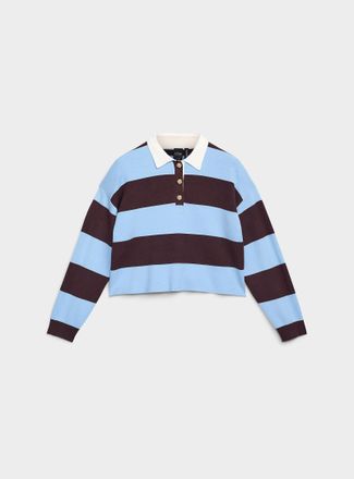 Icone Womens Jewel-button rugby stripes Polo Shirt shirt