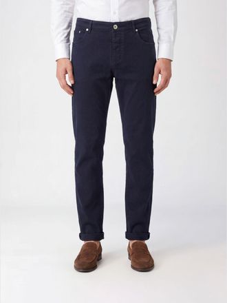 Brunello Cucinelli Straight Fit Stretch Cotton Denim Jeans with Five Pockets
