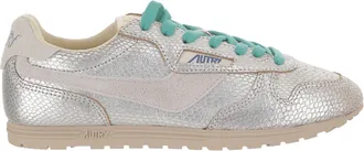 Autry Silver Lacing Leather Fabric Sneakers