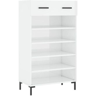 vidaXL Scarpiera Bianco Lucido 60x35x105 cm in Legno Multistrato - Vidaxl