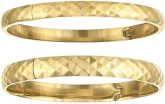BEN ONI Diamond-cut Polished Bangle Set in Gold at Nordstrom