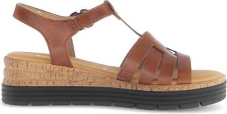 Gabor Bruine sandaal met klittenbandsluiting - Dames - Sandalen - Bruin - 37 1/2 EU - Leer - Schoenen