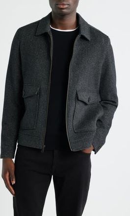 Nordstrom Wool Blend Zip Front Jacket in Dark Grey at Nordstrom Rack, Size X-Large