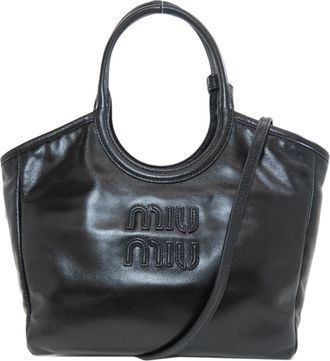 Miu Miu Black Leather Tote Bag (Pre-Owned)