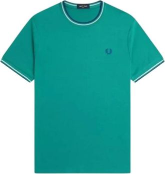 Fred Perry Tops, Heren, Groen, XL, Katoen, Twin Tipped T-Shirt