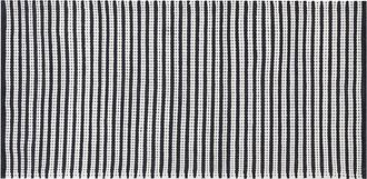 Beliani Alfombra De Algod&oacute;n Blanco Azul Marino 80 X 150 Cm Hecho A Mano Moderno Sofulu