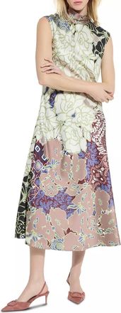 Lyss&eacute; Flora Mock Neck Bias Cut Midi Dress In Antique Garden