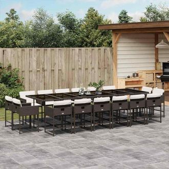 vidaXL Set De Muebles Jard&iacute;n 17 Pzas Y Cojines Rat&aacute;n Sint&eacute;tico Marr&oacute;n Vidaxl