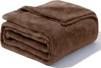OEM Plaid Flanelle - 180 X 200 Cm - Camel - Ourlet Soign&eacute; - 1 Pi&egrave;ce