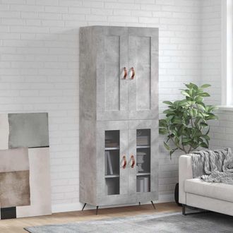 vidaXL Vidaxl - Aparador Alto Madera Contrachapada Gris Hormig&oacute;n 69,5x34x180 Cm
