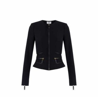 Elisabetta Franchi Dames, Jassen, Zwart, Maat: 2XL Leer