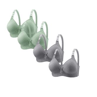 Generic 4 Pack: Womens Wireless Bras, Non Wired Padded, Full Cup, Comfortable, Breathable, Push Up, Adjustable Strap, V Neck, Everyday Bras