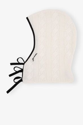 Ganni White Ivory Cashmere Mix Balaclava