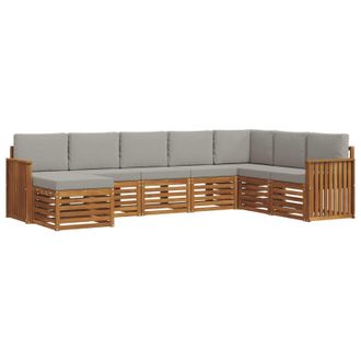 vidaXL Conjunto De Sof&aacute;s De Exterior 8 Pcs Gris Natural Y Claro Vidaxl