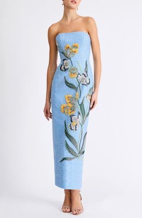 Helsi Sofia Beaded Strapless Sheath Maxi Dress in Baby Blue at Nordstrom, Size X-Small