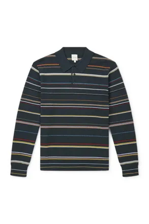 Paul Smith Striped Merino Wool Polo Sweater