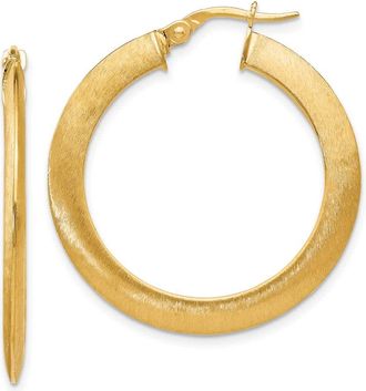Diamond2Deal 14K Yellow Gold Round Brushed Hinged Hoop Earrings