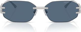 Versace VE2274100080 Geometric Rimless Sunglasses - Silver
