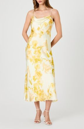 French Connection Oona Sophie Floral Cowl Neck Midi Dress in Daisy Yellow Sophie Flower at Nordstrom, Size 10