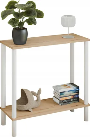 OEM Consola Tipo Loft Con Estante De 80x30x80 Cm, De Metal Blanco, Para El Recibidor