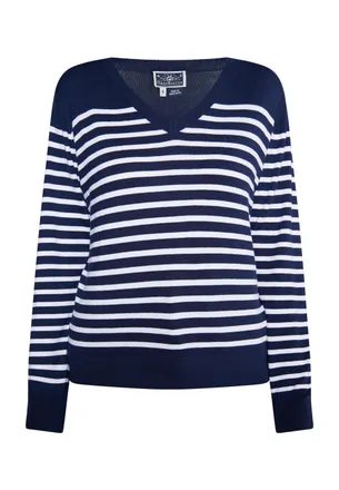 Dreimaster Dreimaster Gebreide trui Dames marine wit