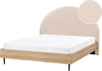 Beliani Beliani - Cama Moderna Con Cabecero Tapizado De Boucl&eacute; Beige 140 X 200 Cm Millay