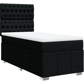 vidaXL Cama Box Spring Con Colch&oacute;n Tela Negro 90x190 Cm Vidaxl