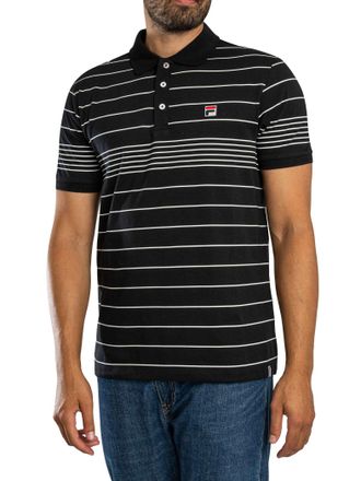 Fila Polo Shirt Met Logan-Strepen, Zwart
