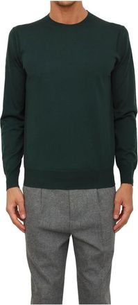 Paolo Pecora Maglia Girocollo - Heren - Ronde hals truien - Groen - 3XL - Wol - Truien & Vesten