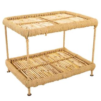 Wanderlust Deco Wanderlust Deco - Mesa De Centro De Bamb&uacute; Y Metal Marr&oacute;n 49x38x37