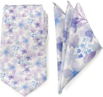 Cufflinks Inc. Watercolor Silk Tie & Pocket Square Set in White Multi at Nordstrom
