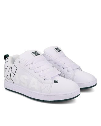 DC Sneaker DC SHOES Court Graffik, Herren, Gr. 10,5 (44), weiss (wei&szlig;, whtie, gr&uuml;n), 57.05% Leder, 28.2% Synthetikmaterial, 13.87% Polyester, 0.88% Texti