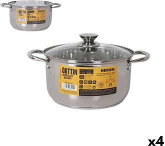 Quttin Casseruola con coperchio Quttin New neron Argentato &Oslash; 24 cm 6 L Acciaio inossidabile (4 Unit&agrave;)