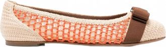 Ferragamo Womens Bow-Detail Interwoven Ballerina Shoes In Orange