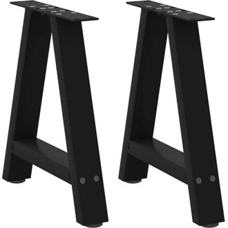 vidaXL Vidaxl - Patas Para Mesa De Centro En Forma De A (2 Unidades), Color Negro, 50 X (42-43) Cm, Acero