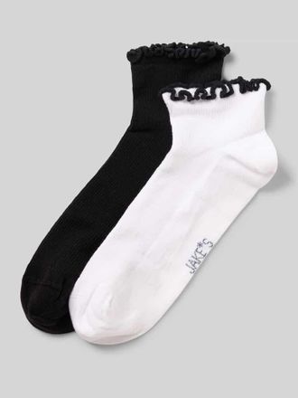 Jake*s Casual Socken mit Wellensaum im 2er-Pack in Weiss, Gr&ouml;&szlig;e 35-38