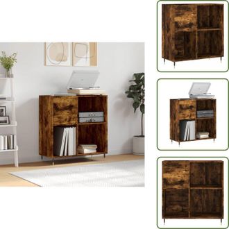 vidaXL The Living Store Mobile Porta Dischi Rovere Fumo 84,5x38x89 cm Legno Multistrato - Mobile per giradischi