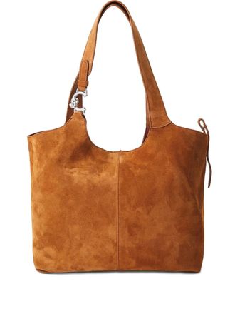 Coccinelle Spacious Brown Suede Shoulder Bag with Minimalist Design