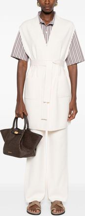 Max Mara Womens Wide-leg Trousers - Light Grey Linen - Size Medium