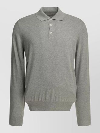 Brunello Cucinelli polo shirt button placket ribbed cuffs hem