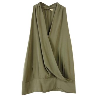 Ramy Brook Green Sleeveless Silk Wrap Style Top Size S