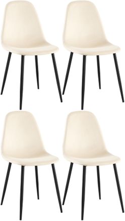 Clp Clp - Conjunto De 4 Sillas De Comedor Napier Crema Terciopelo