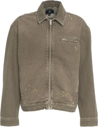 Represent Boxy Fit Distressed Denim Jacket With Zip Detail