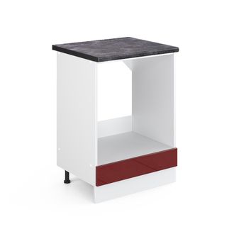 Vicco Armario Para Horno Empotrado R-line, Rojo Burdeos Alto Brillo, 60 Cm, Et Antracita, Vicco