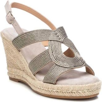 Xti Womens Jute Wedge Sandals In Silver