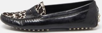 Tod's Tods Black Patent Leather And Calf Hair Gommino Penny Loafers