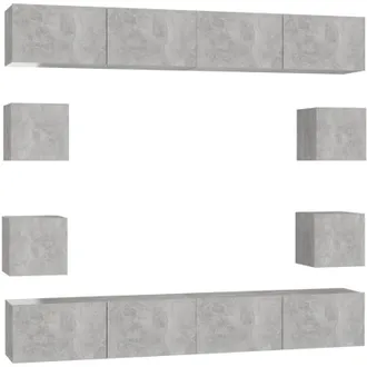 vidaXL Juego De Muebles De Sal&oacute;n 8 Piezas Gris Hormig&oacute;n Vidaxl