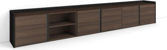 Skraut Home Skraut Home - Mueble Tv, Televisi&oacute;n, Muebles De Sal&oacute;n, Almacenaje, 309x35x50cm, Para Tv Hasta 80, Con Almacenamiento, Estilo Moderno, Roble Oscuro Y N
