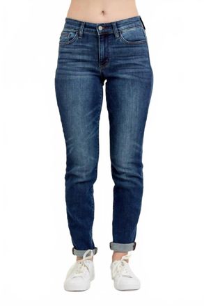 Judy Blue Core Cuffed Slim Fit Jeans In Dark Wash