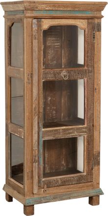Biscottini International Vitrina De Madera Maciza Reciclada Con Acabado Envejecido